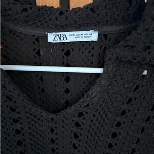 Zara Black Textured Knit Top
